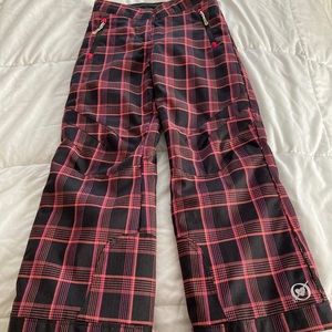Obermeyer jr ski pants. Pink plaid girls size 10